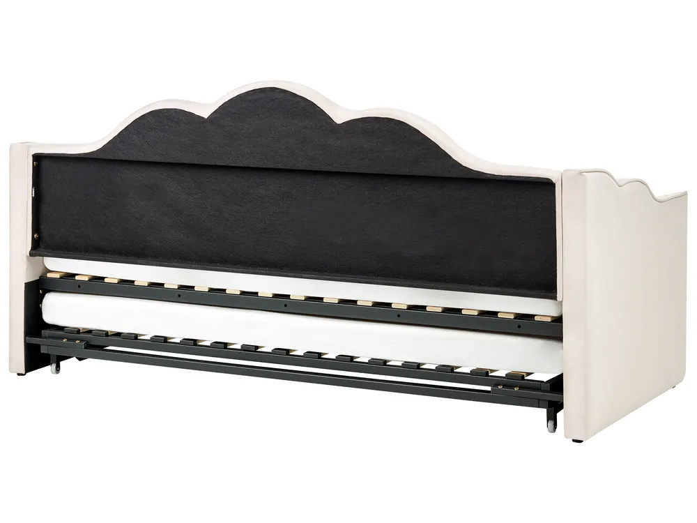 Ausziehbett Samtstoff LORETTE 90 x 200 cm Hellbeige_1081004