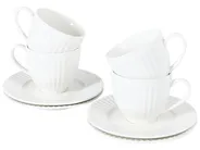 Tassen 4er Set mit Untertellern COWSLIP Porzellan Weiß_957072