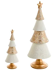 Weihnachtsdekoration 2er Set ASPO 32/41 cm Weihnachtsbaum Cremeweiß / Gold_1175712