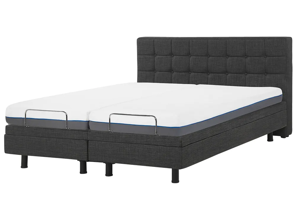 Bett verstellbar Stoff DUKE 180 x 200 cm Dunkelgrau_797958