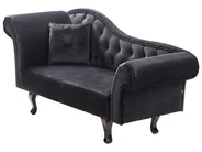 Linksseitige Chaiselongue LATTES II mit Kissen Samtstoff Schwarz_947551
