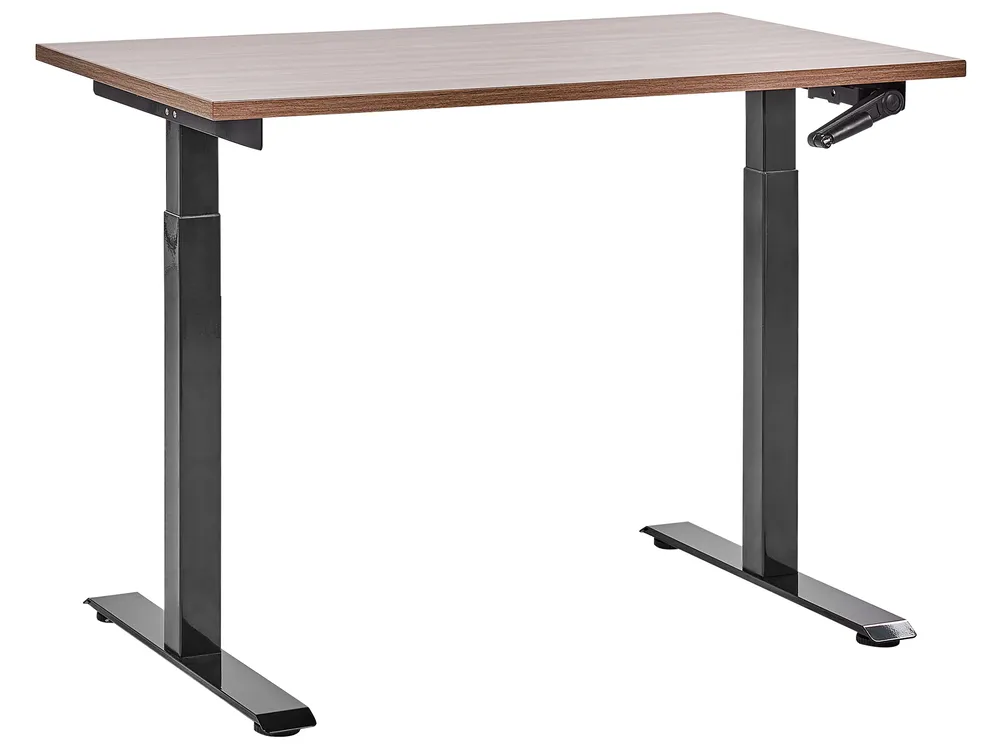 Schreibtisch manuell höhenverstellbar DESTINES 120 cm 72 cm Braun / Schwarz