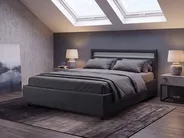 Ottoman Bed with LED ARMELLE Faux Leather Black 160 x 200 cm (EU King Size)_1131148