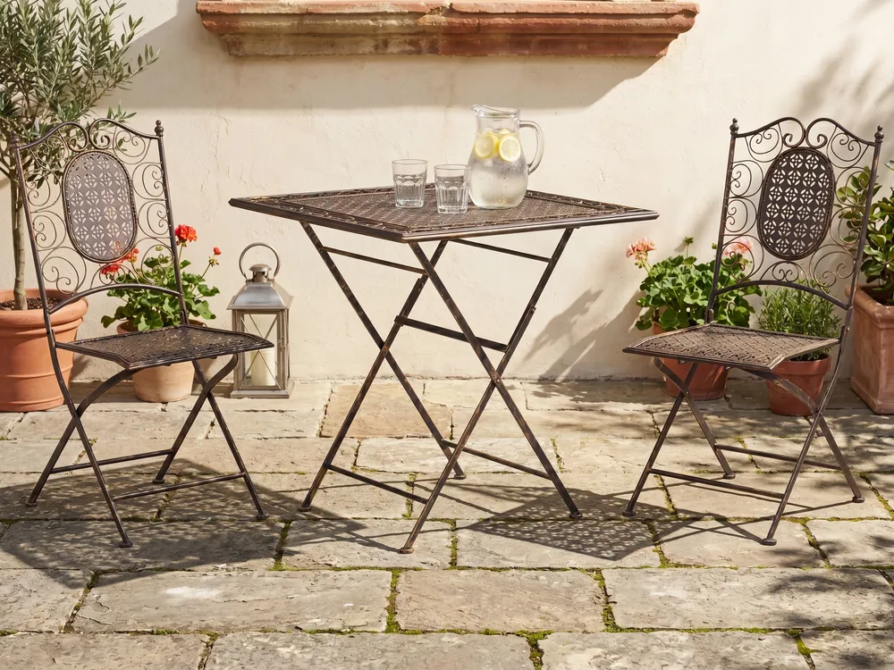 Outdoor Bistrotisch BORMIO 70 cm 70 cm Metall Schwarz