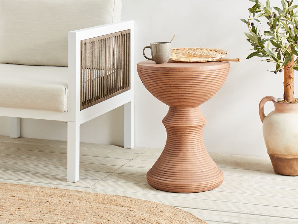 Side Table CALDARO 40 cm 40 cm Wood-like Brown