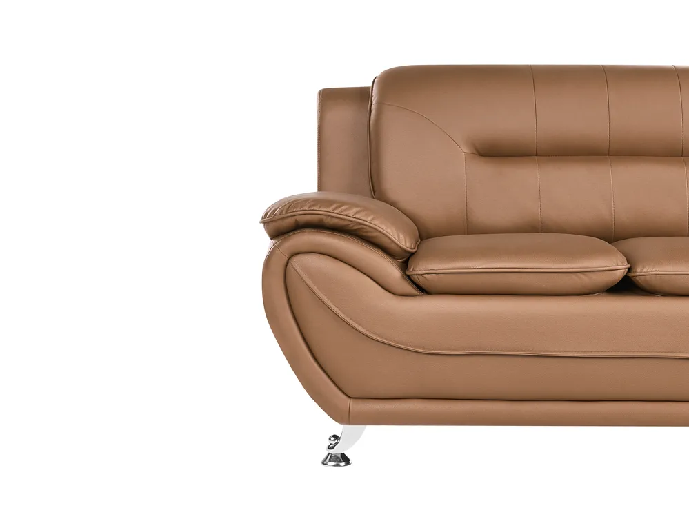 Living Room Set 6 Seater LEIRA Faux Leather Golden Brown_1058439