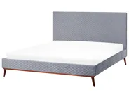 Bett mit Lattenrost Samtstoff BAYONNE 180 x 200 cm Hellgrau_1011862
