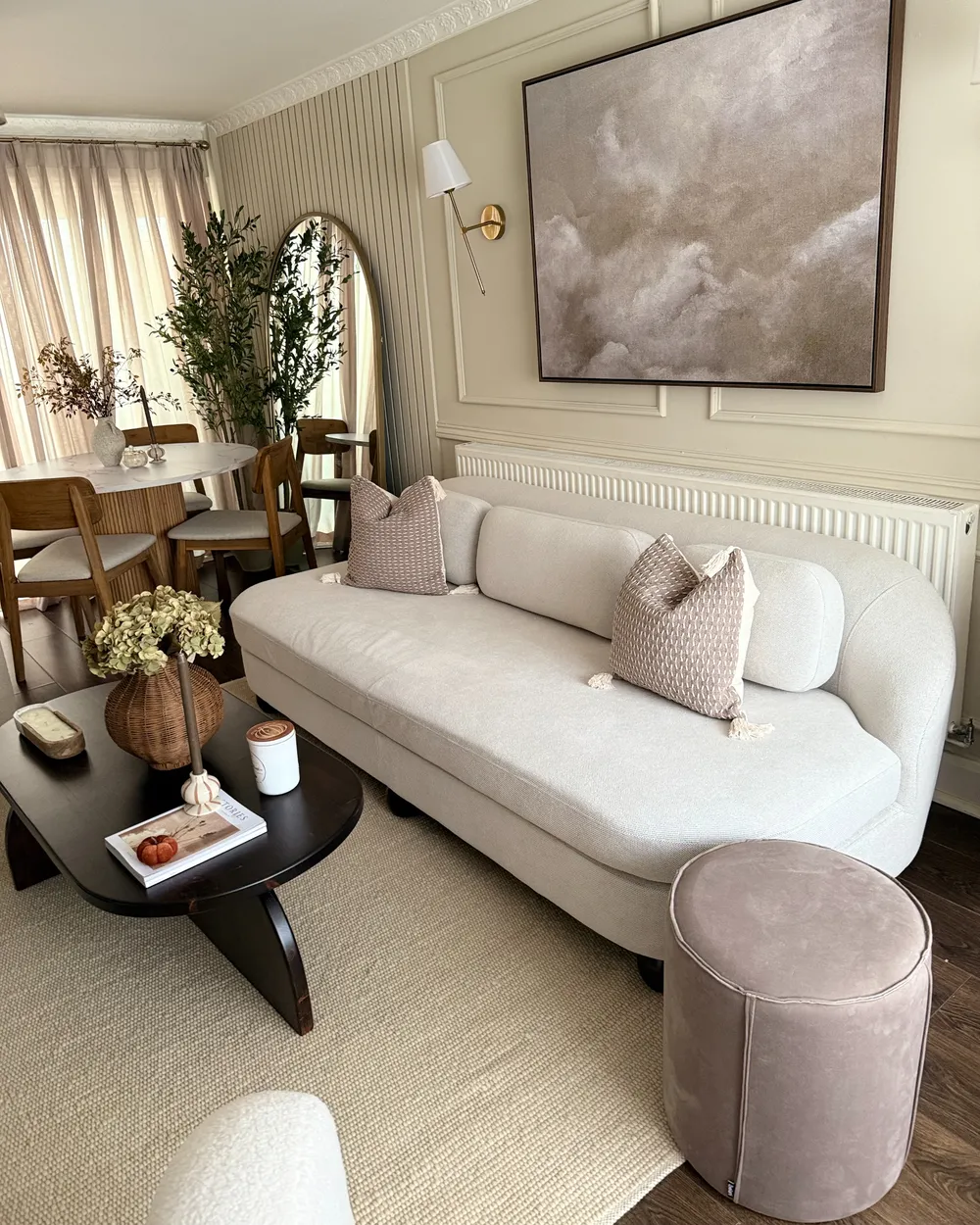 Sofa 3-Sitzer FANSEN mit Kissen Stoff Cremeweiß_1024047