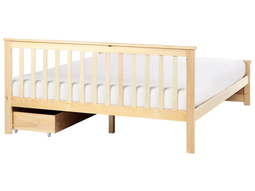 Bed with 2 Drawers OLENDON Pine Wood Light Brown 160 x 200 cm (EU King Size)_954877