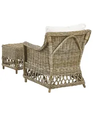 Gartensessel 2er Set mit Auflagen RIBOLLA mit Fußstütze Rattan Naturfarben_824022