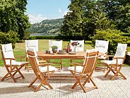 Gartenmöbel Set 8-Sitzer MAUI II inkl. Kissen Akazienholz Cremeweiß_926687