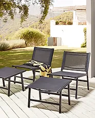 Set van 2 tuinstoelen MARCEDDI met voetenbank Metaal Zwart_1188410