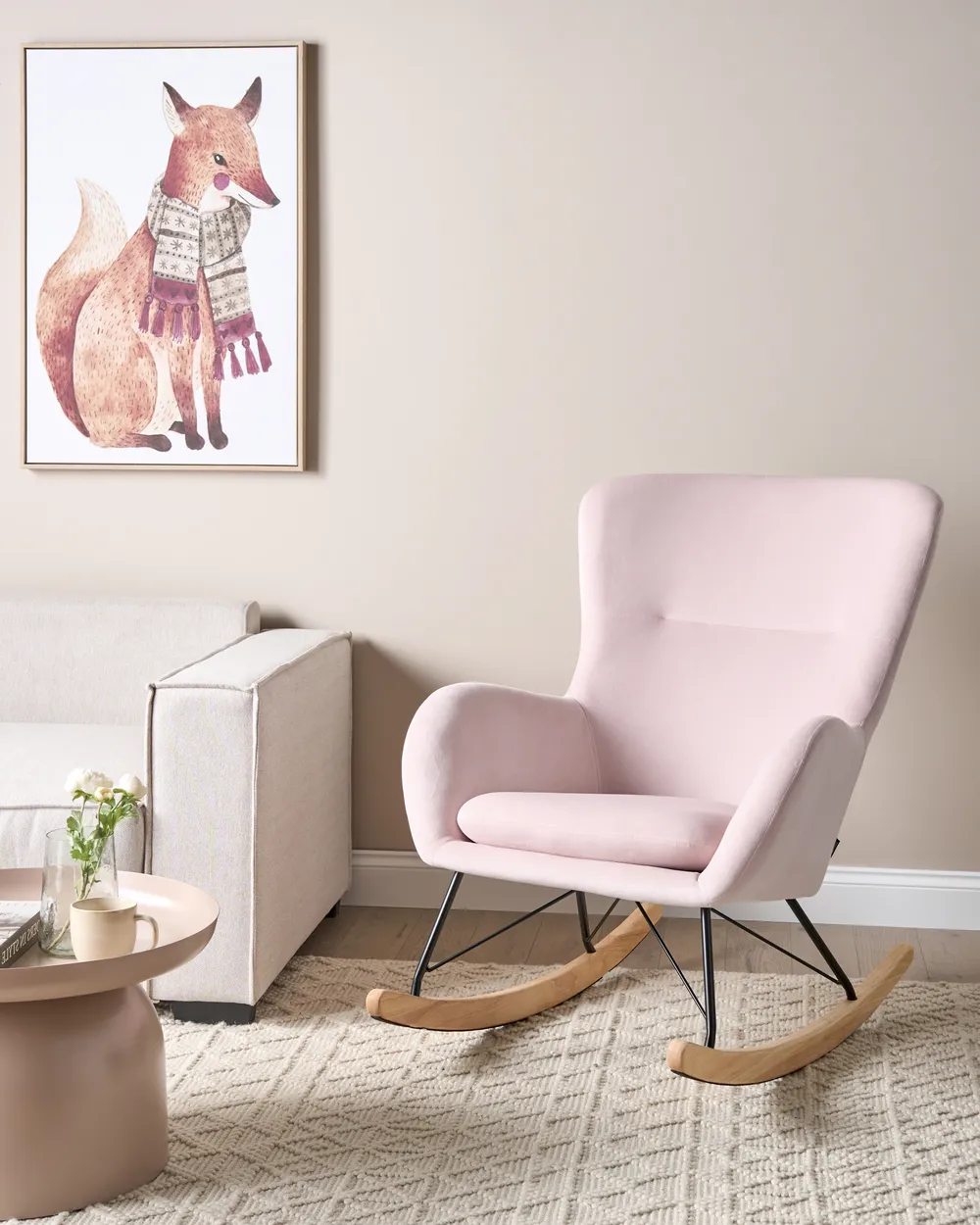 Schaukelsessel ELLAN Samtstoff Rosa