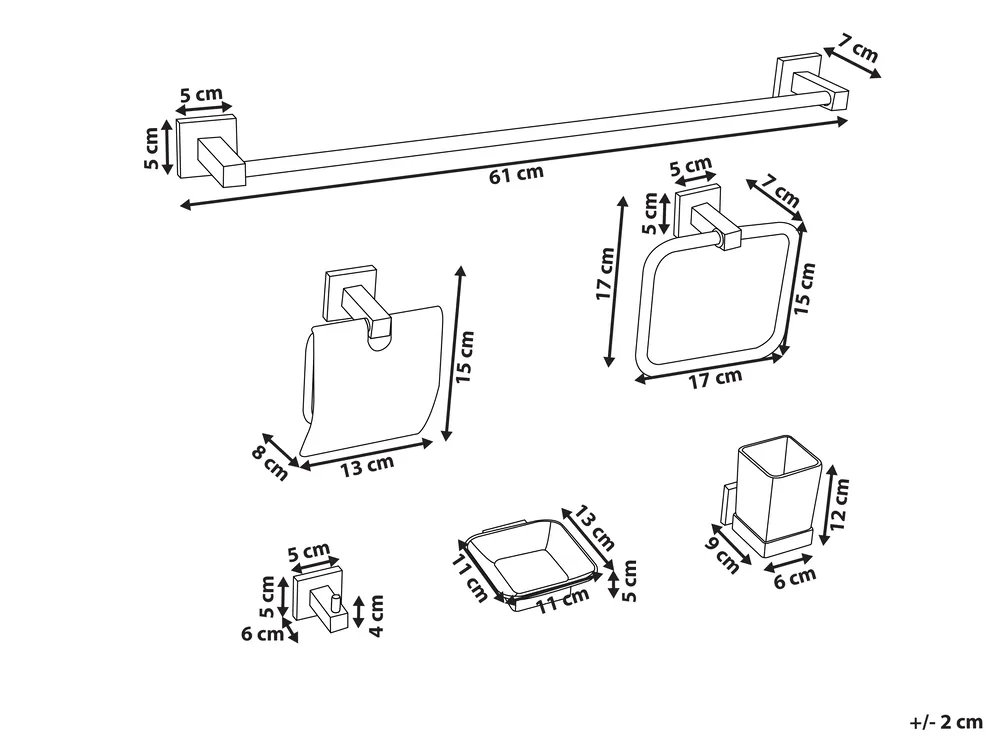 6-Piece Bathroom Hardware Set UVITA with Towel Bars and Hooks Black_989588