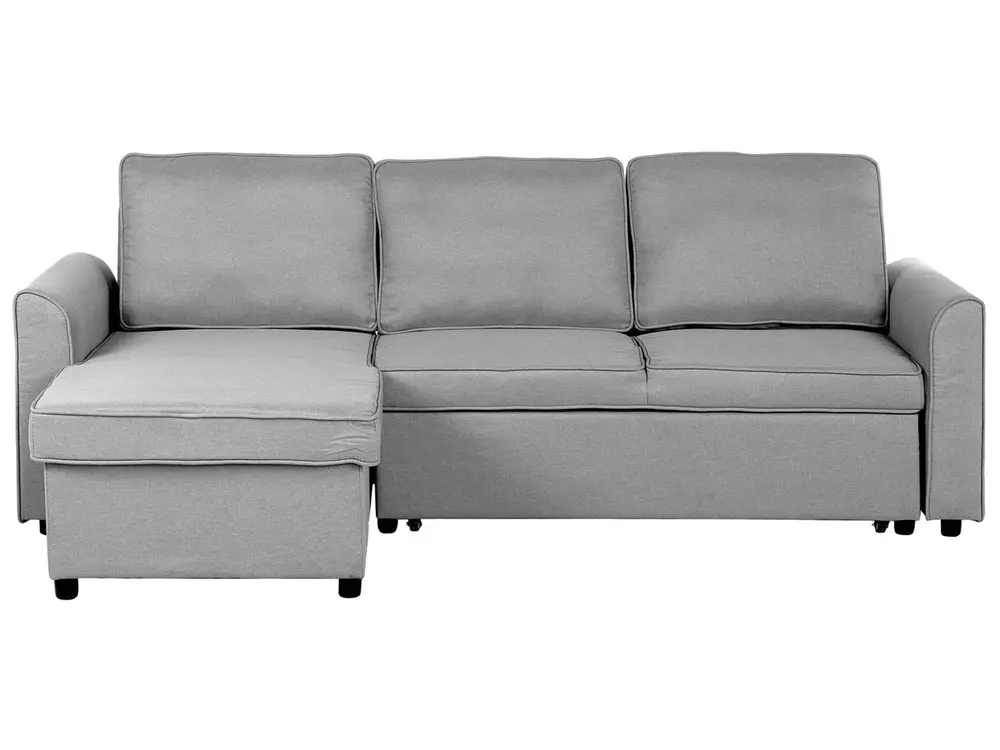 Eckschlafsofa 3-Sitzer NESNA mit Stauraum Stoff Hellgrau rechtsseitig