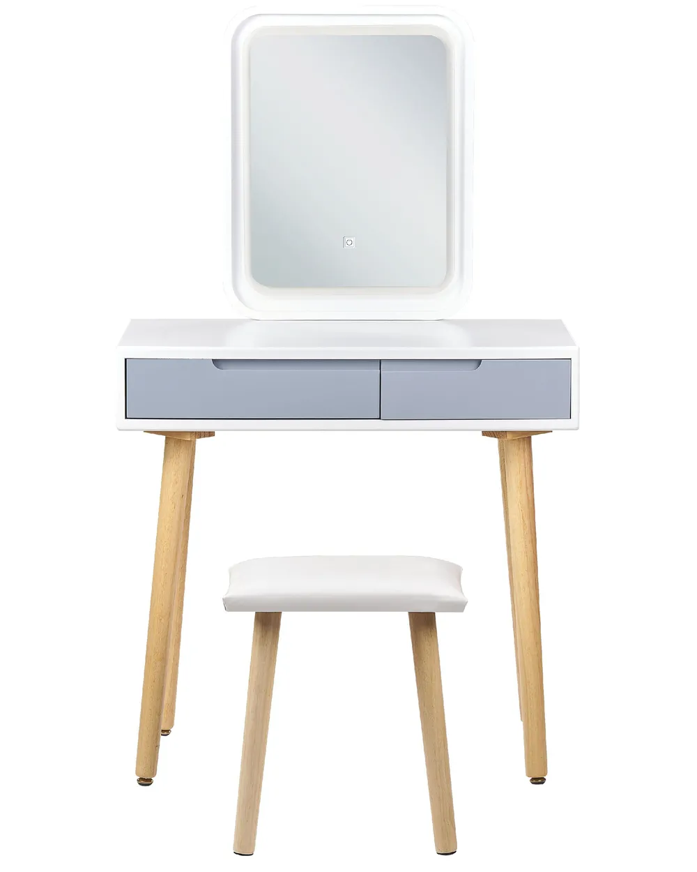 Schminktisch mit Spiegel und Hocker DIEPPE LED Weiß_850236