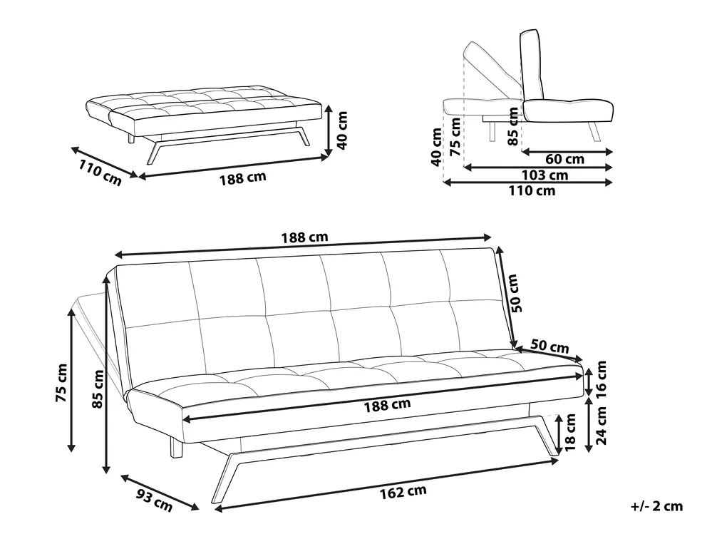 Schlafsofa 3-Sitzer LEEDS Stoff Grün_923324