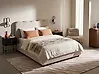 Bett mit Stauraum NANTERRE Stoff Hellbeige 140 x 200 cm