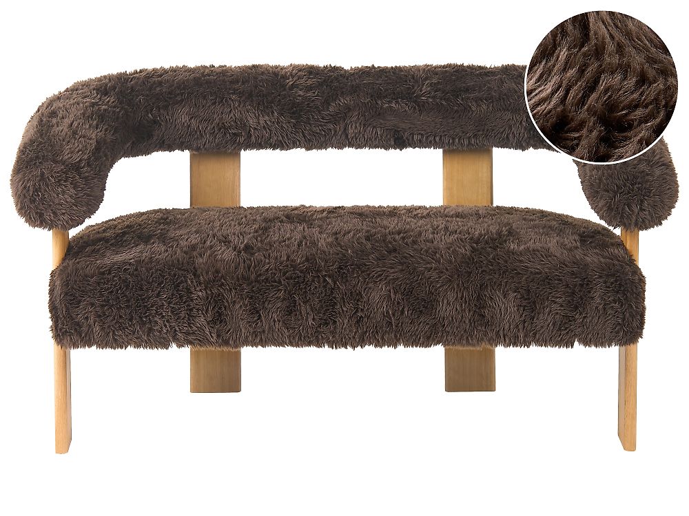 Sofa 2-Sitzer ILBRO Webpelz Dunkelbraun / Hellbraun