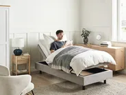 Verstellbares Bett ohne Kopfteil Stoff DUKE II 90 x 200 cm Hellgrau_973612