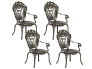 Gartenmöbel Set 4-Sitzer SAPRI mit Schirm (16 Optionen) Metall Dunkelbraun_863995