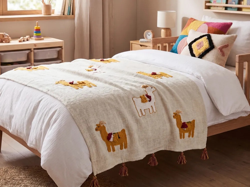 Kuscheldecke KHANDWA Baumwolle 130 x 180 cm Beige