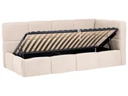 Tagesbett Stoff JACOU 90 x 200 cm mit Stauraum rechtsseitig Hellbeige_1092722