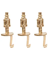 Set of 3 Christmas Stocking Holders KAJAANI 22 cm Nutcracker Gold_1010917