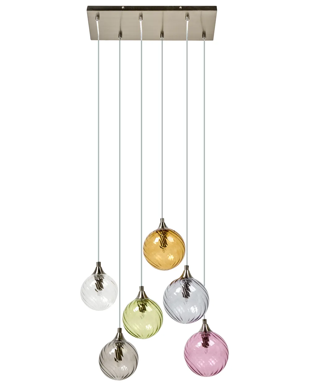 6 Light Pendant Lamp TUDDI Glass Multicolour_1033891
