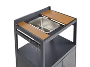 Outdoor Kitchen Set with Sink ORTISEI Light Brown Metal_934867