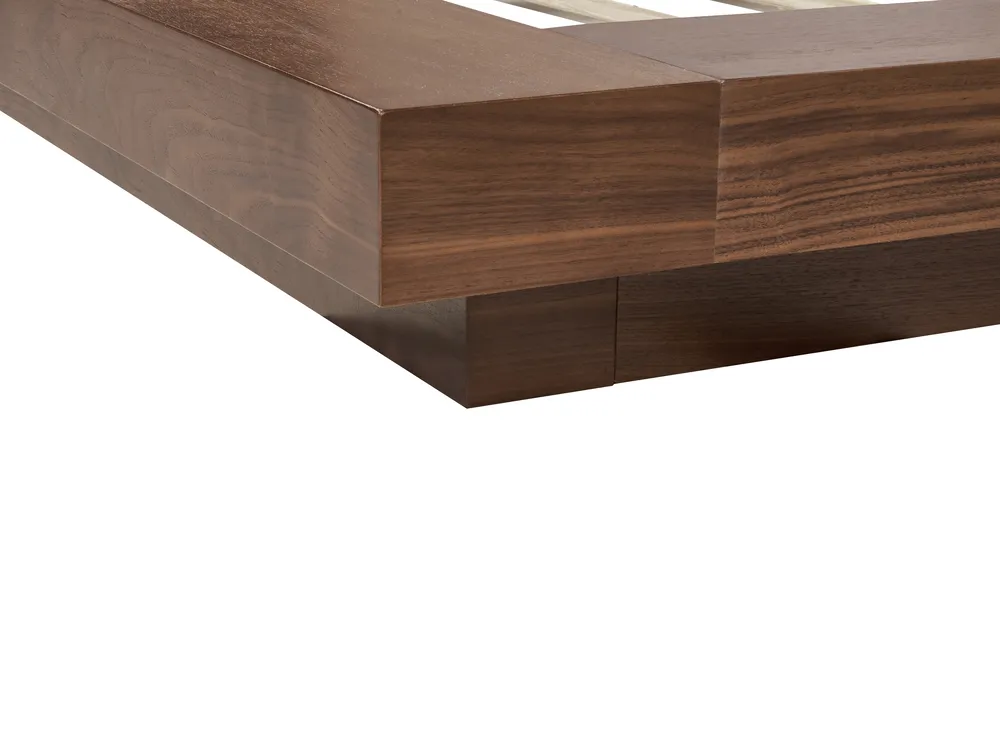 Bett mit LED Bouclé ZEN 160 x 200 cm LED Braune Esche_931300