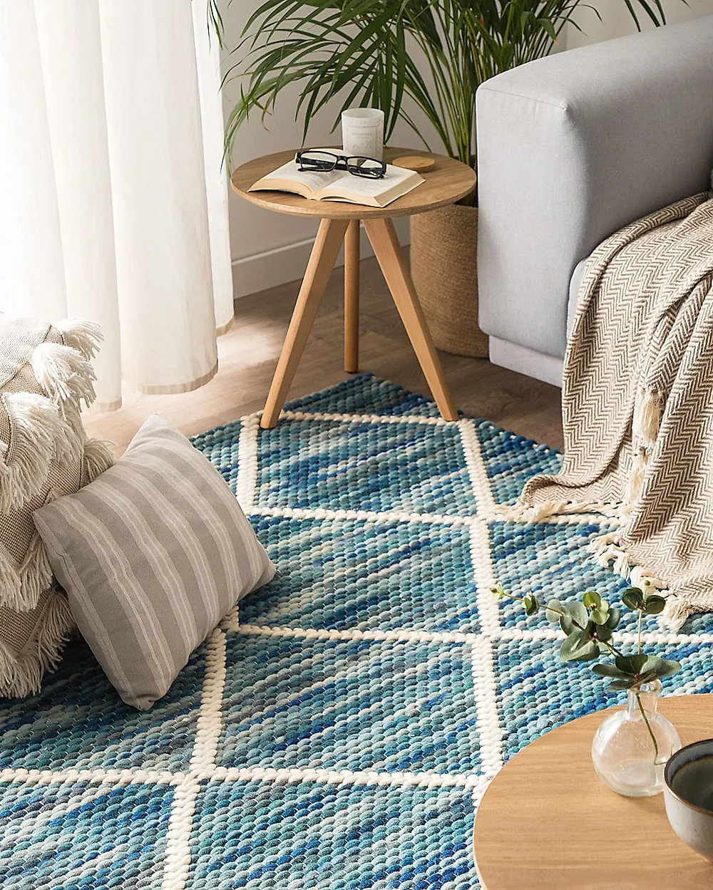 Rug BELENLI Blue 140 x 200 cm Wool_1182868