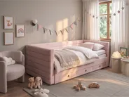 Tagesbett mit Stauraum Samtstoff MEUDON 90 x 200 cm Pastellrosa_1074684