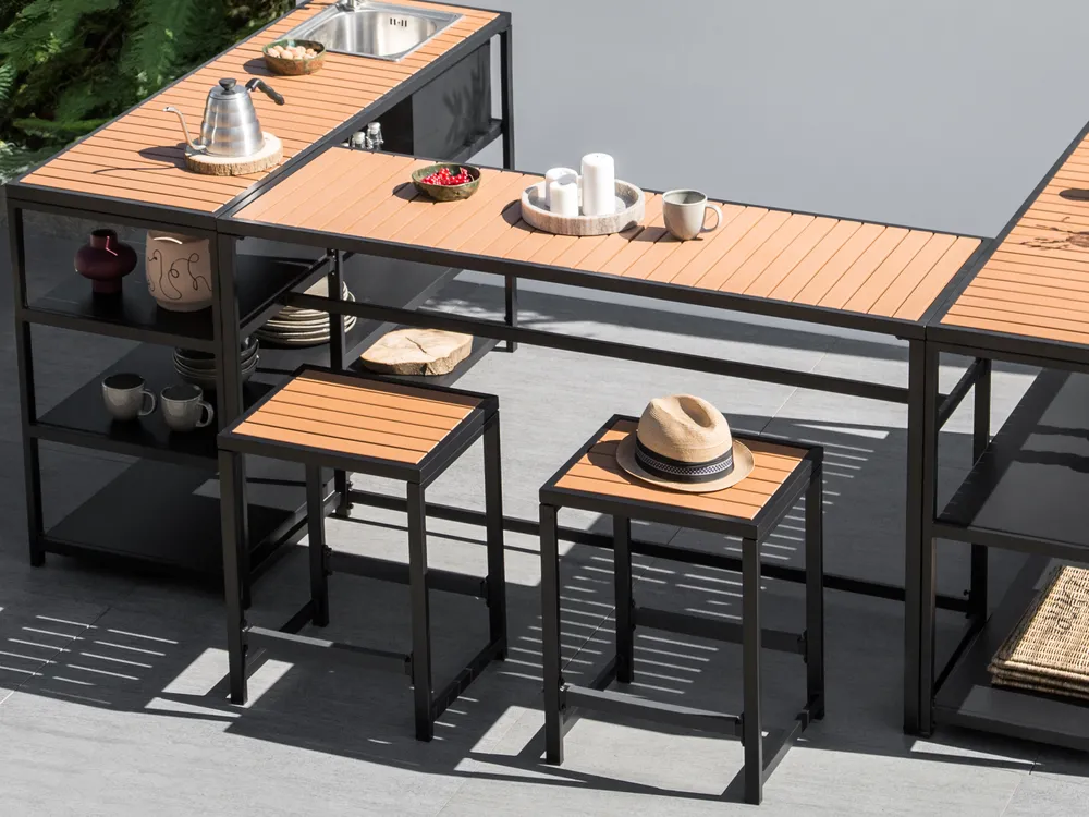 Garten Bartisch AVETRANA 150 cm 50 cm Schwarz