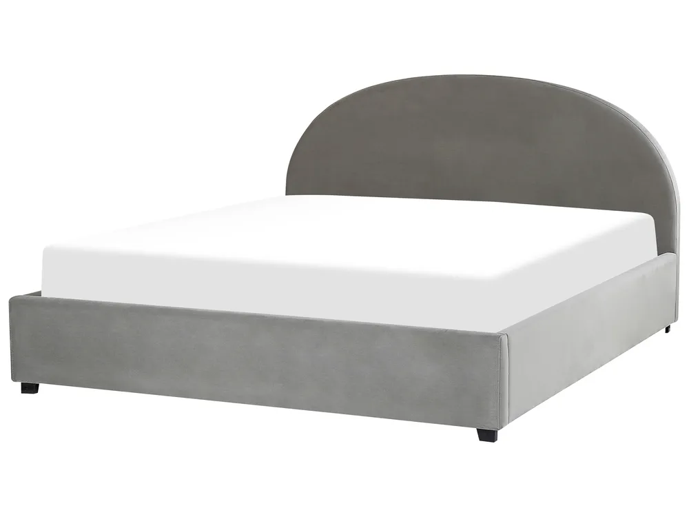 Ottoman Bed VAUCLUSE Velvet Light Grey 180 x 200 cm (EU Super King)_837434