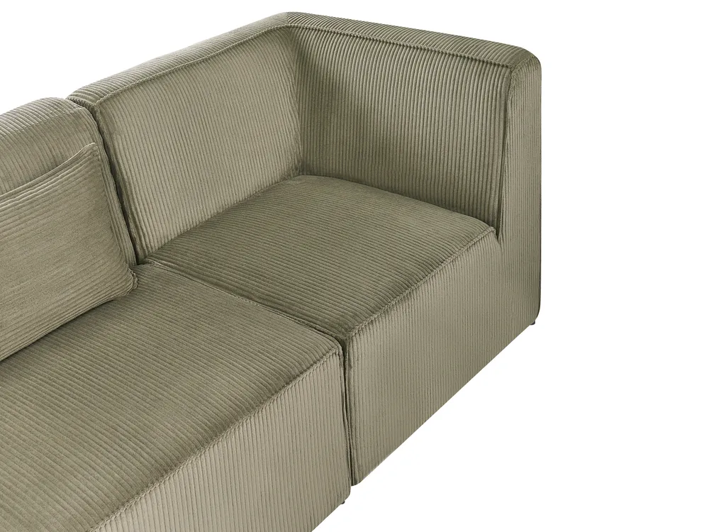 Modul Ecksofa 4-Sitzer LEMVIG mit Ottomane Cord Grün rechtsseitig_1053522