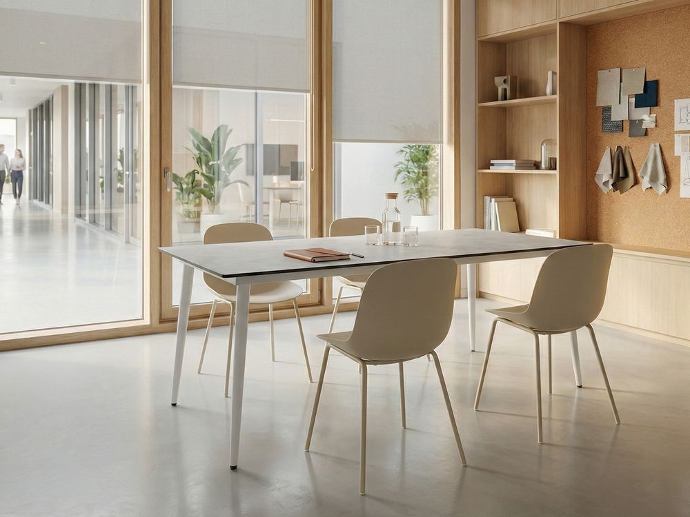 Konferenztisch TOLENTINO 90 cm x 180 cm Travertinoptik