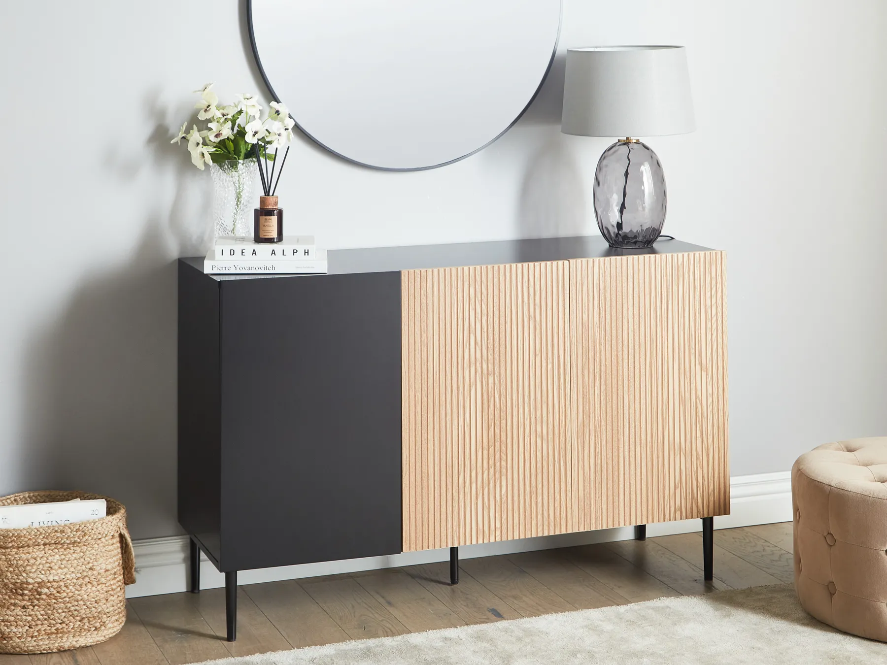 Schrank BLYTHE Naturfarbene Esche Schwarz_968786