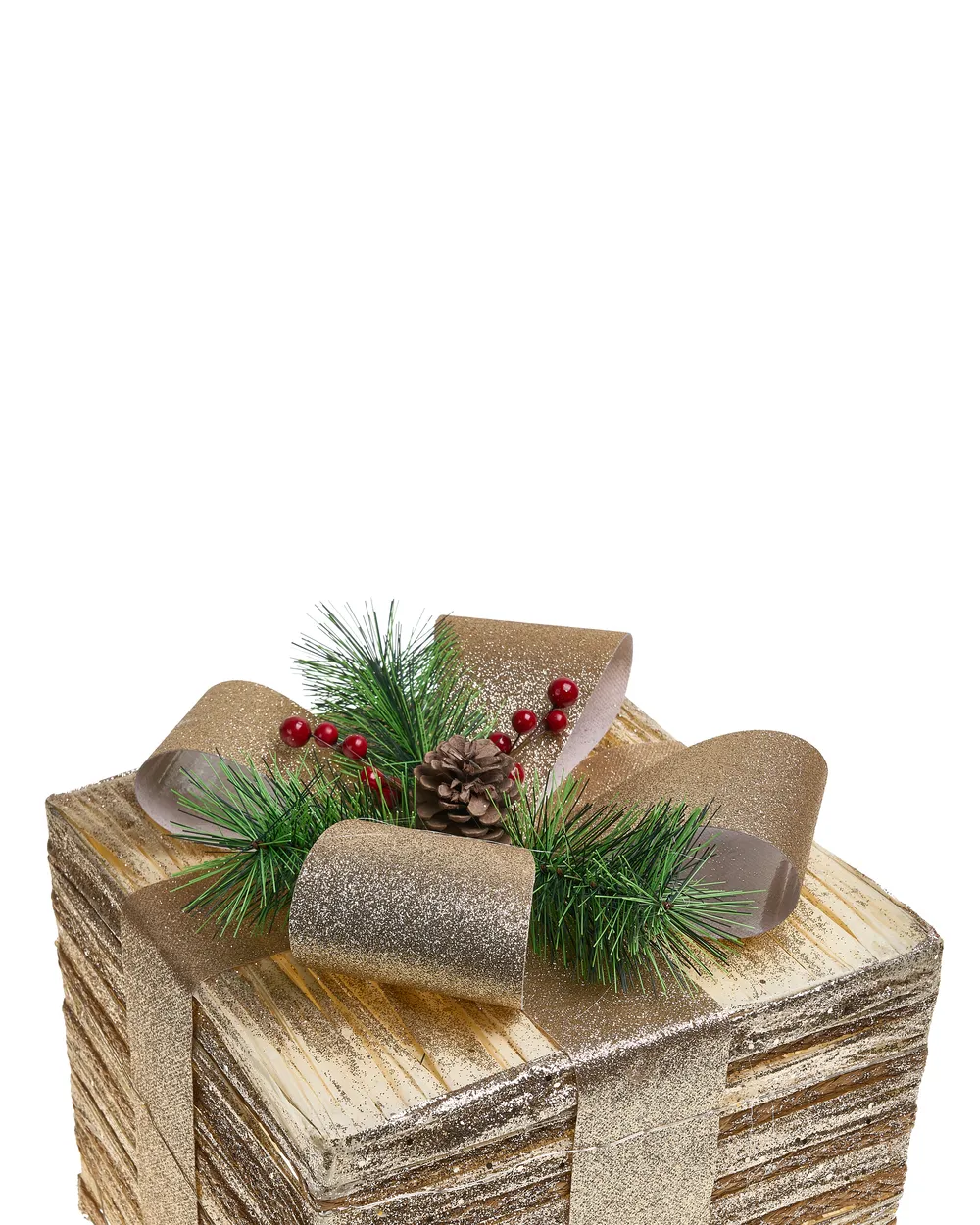 Set of 3 Christmas Decorations LED TOFTE 20/25/30 cm Christmas Gifts Gold_1025137