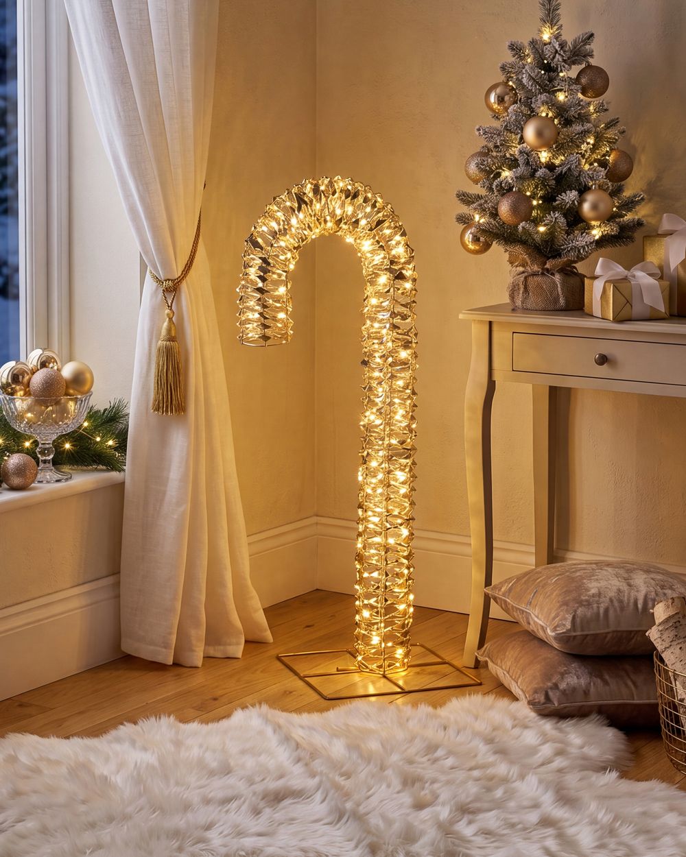 Outdoor Decoration LED NORRESO 74 cm Candy Cane Gold