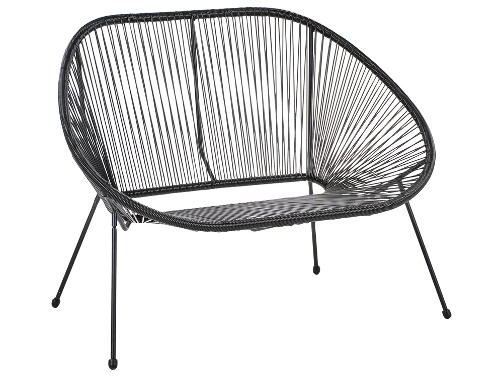 Garden Bench ACAPULCO II 113 cm PE Rattan Black_968211