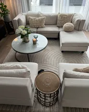 U-förmiges Modulsofa 5-Sitzer UNSTAD mit Ottomane Stoff Hellbeige_961648
