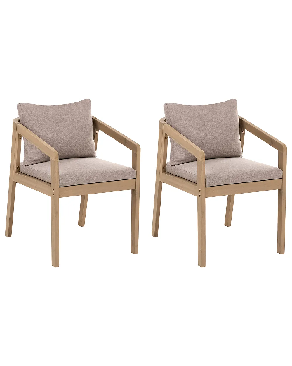 Set of 2 Garden Chairs with Cushions TOSCANELLA Certified Acacia Wood Light Brown