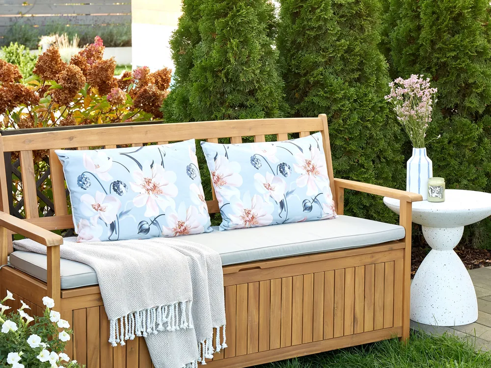 Gartenkissen 2er Set APRICALE Blumenmuster 40 x 60 cm Blau_905249