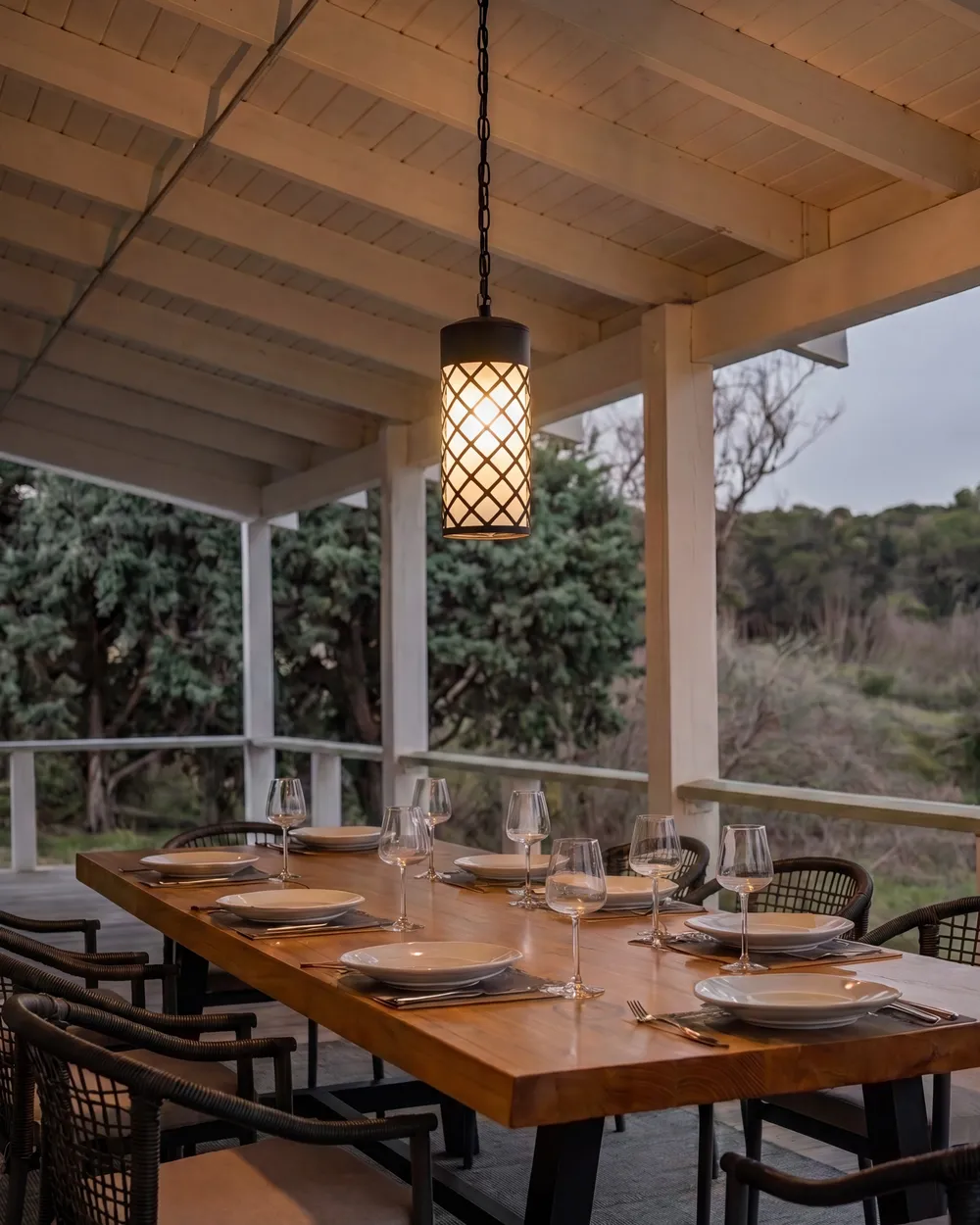 Set of 2 Outdoor Pendant Lamps RASKA Metal Black_1149338