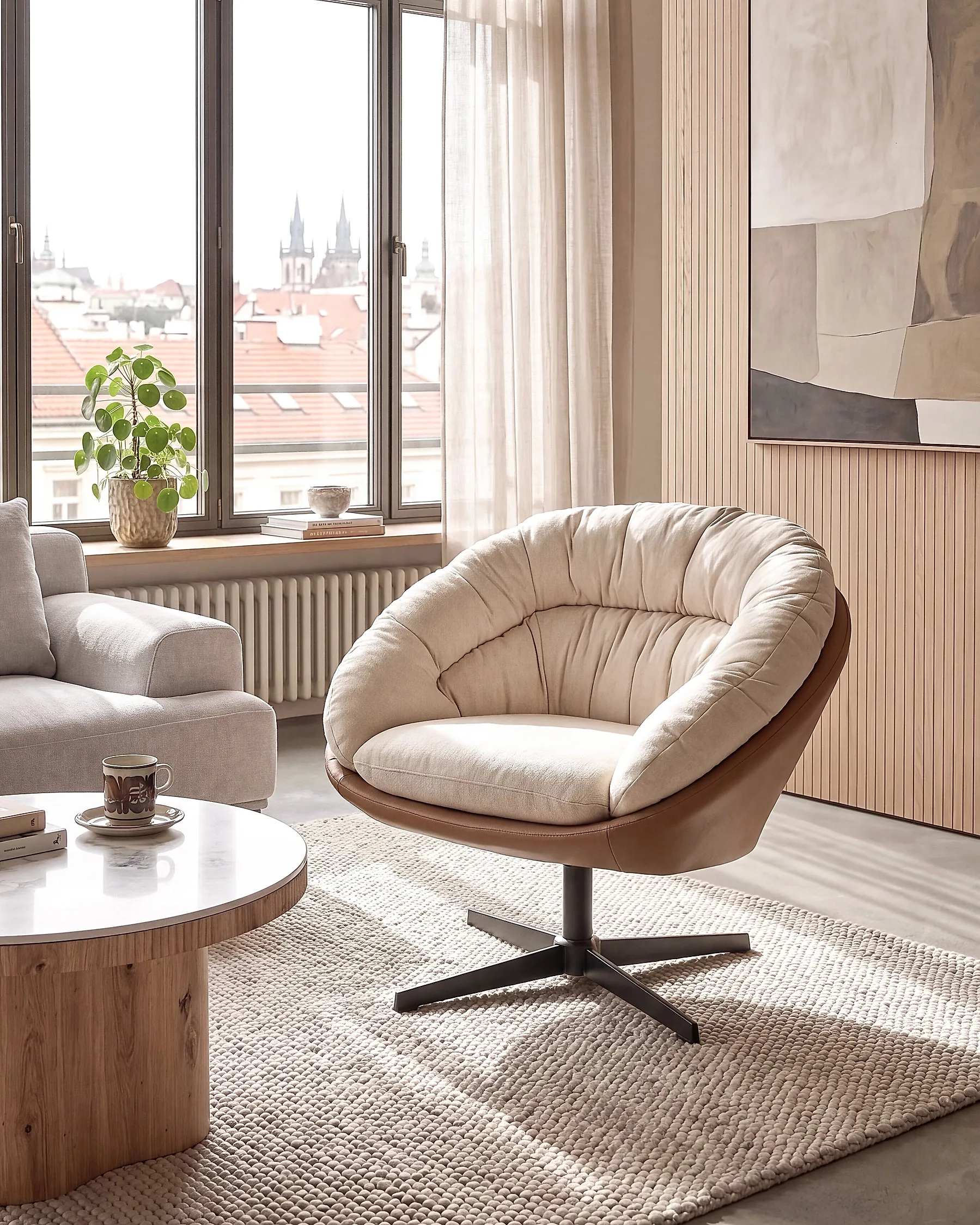 Drehsessel TRANUM  Stoff Beige_1165345