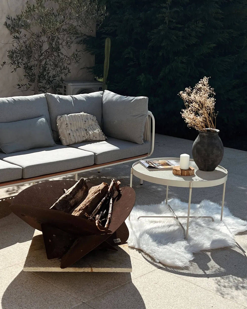 Gartensofa 3-Sitzer SENISE Metall Grau_940027