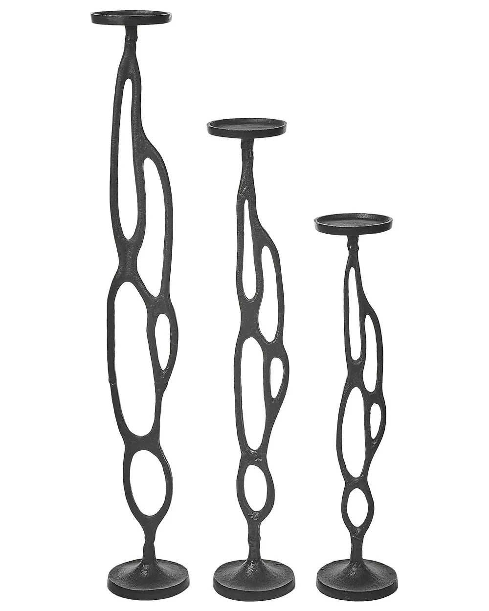 Kerzenständer 3er Set BUNI 54/68/84 cm Metall Schwarz