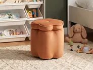 Kids Storage Pouffe FLOWER Flower Velvet Orange_1081983