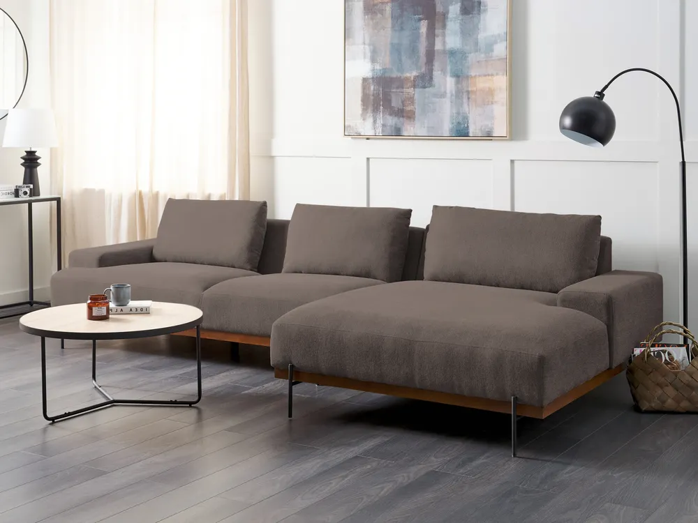Ecksofa 4-Sitzer MARIFERD Stoff Braun linksseitig_913718